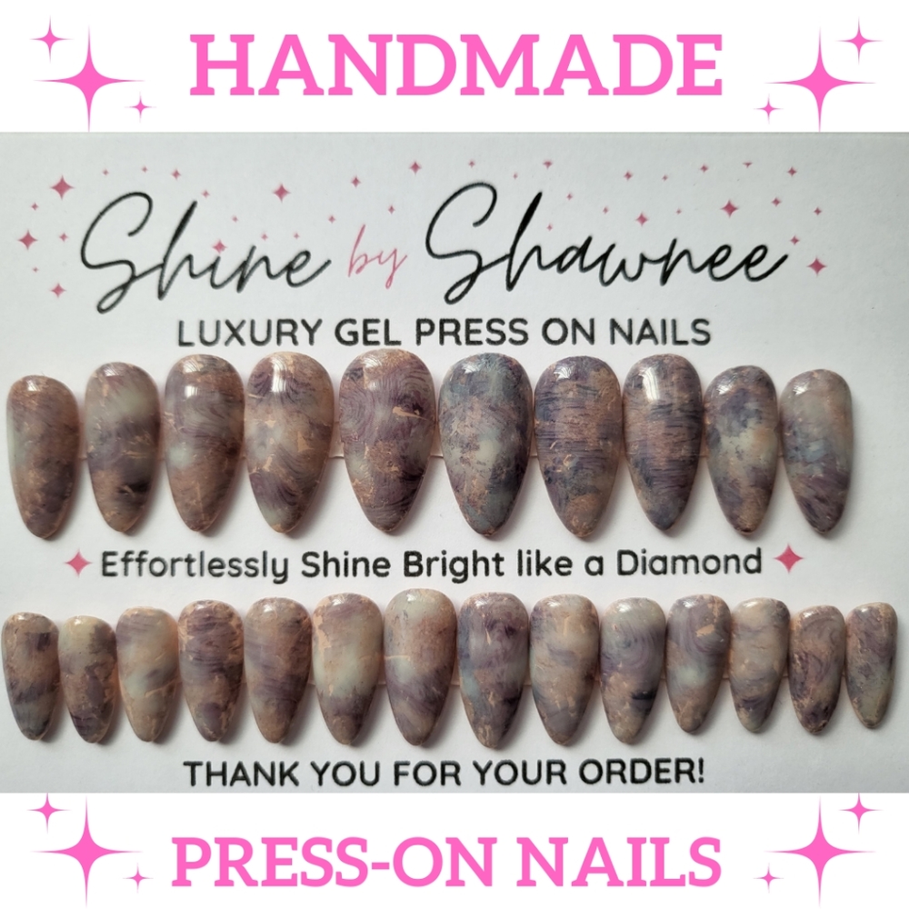 Handmade Luxury Press-On Nails | Sturdy & Reusable | MARBLE ENERGY